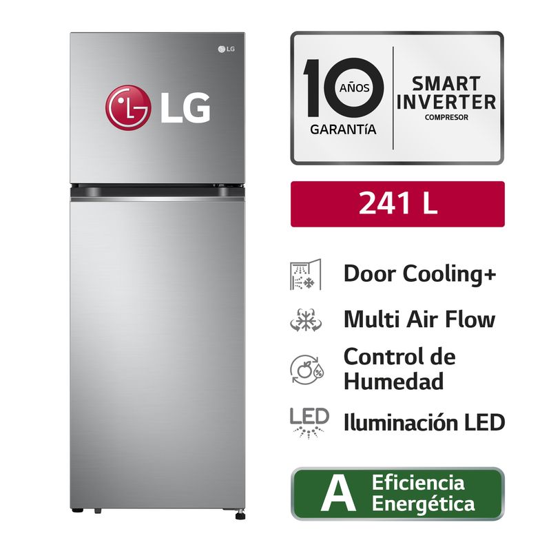 LG-REFRIGERADORA-GT24BPP-242L-MULTIPLE-FLUJO-DE-AIRE-TOP-FREEZER-PLATEADA-IMAGEN-1