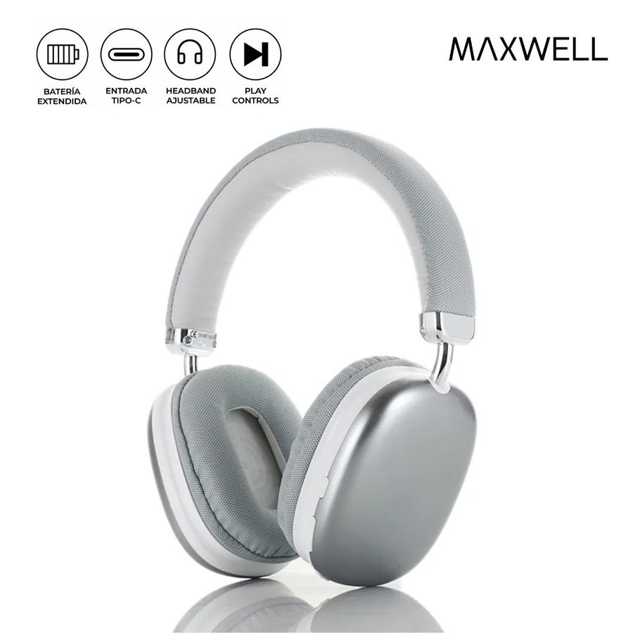 AUDIFONOS MAXWELL MHPRO1000 BLUETOOTH SILVER - OVER EAR