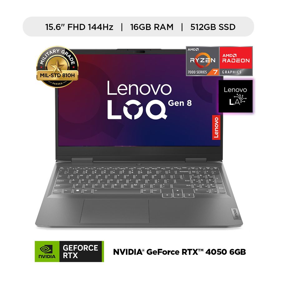 LAPTOP LENOVO GAMER LOQ 15APH8 15.6"FHD AMD R7-7840HS 512GB SSD +16GB DDR5