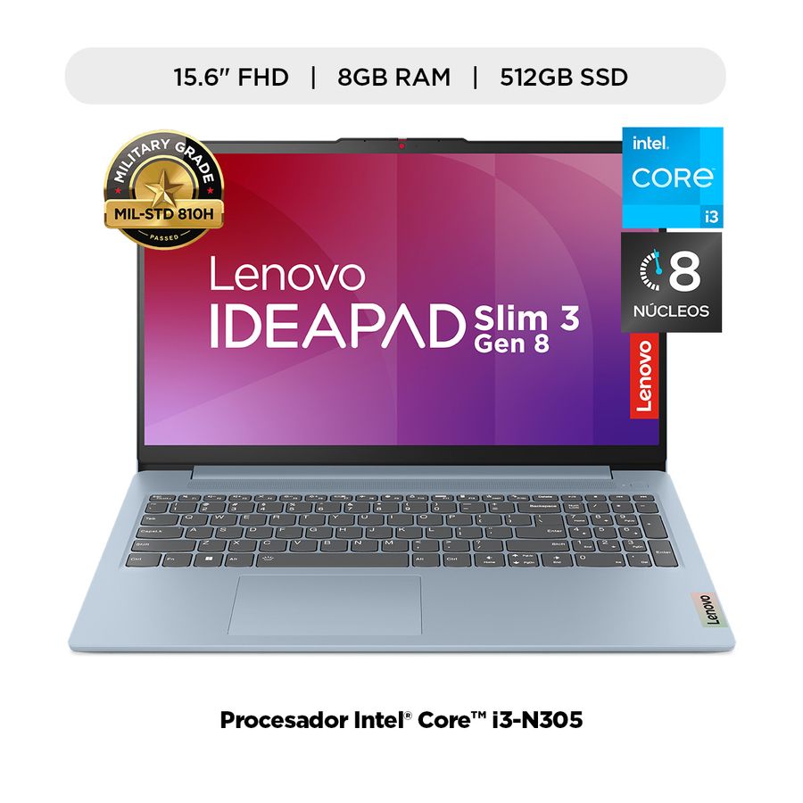 LAPTOP LENOVO IP SLIM 3I 15IAN8 15.6" FHD INTEL I3-N305 512GB SSD +8GB DDR5