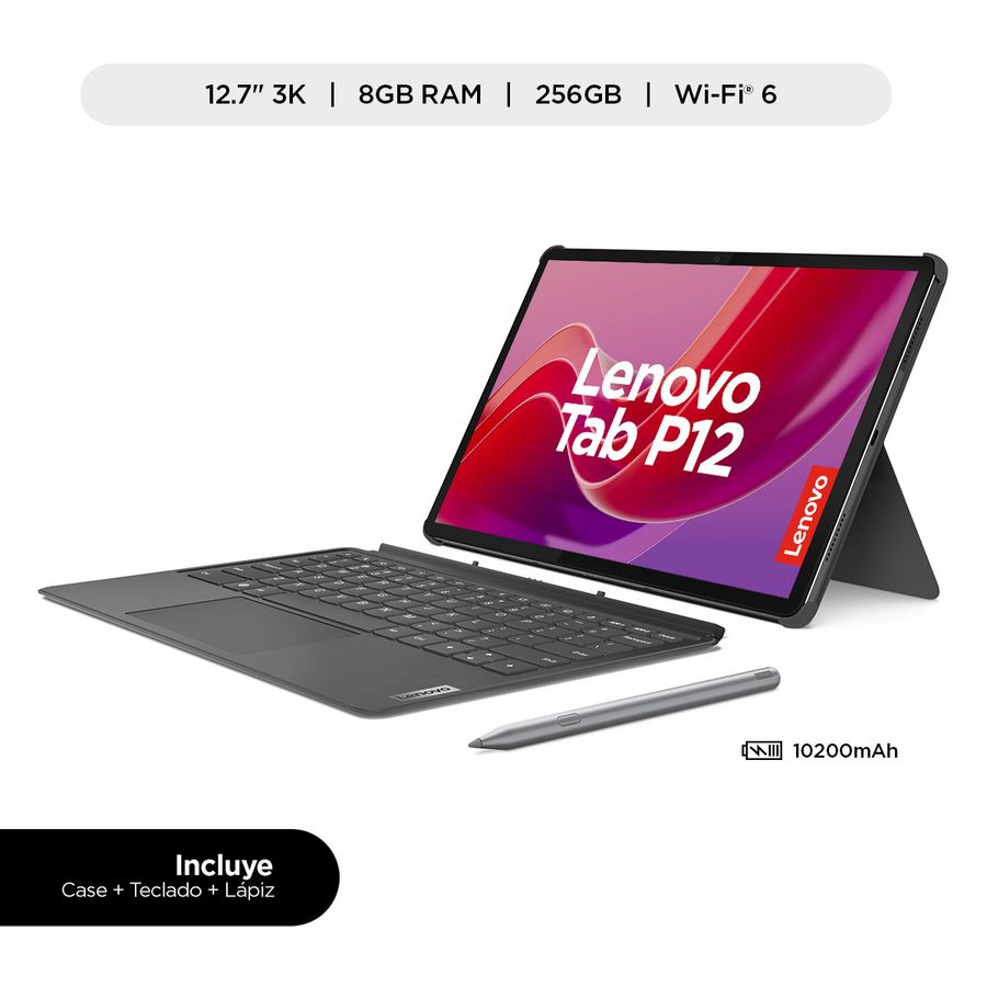 TABLET LENOVO TAB P12 12.7" 3K 256GB+8GB STORM GREY +KEYB PACK+PEN PLUS