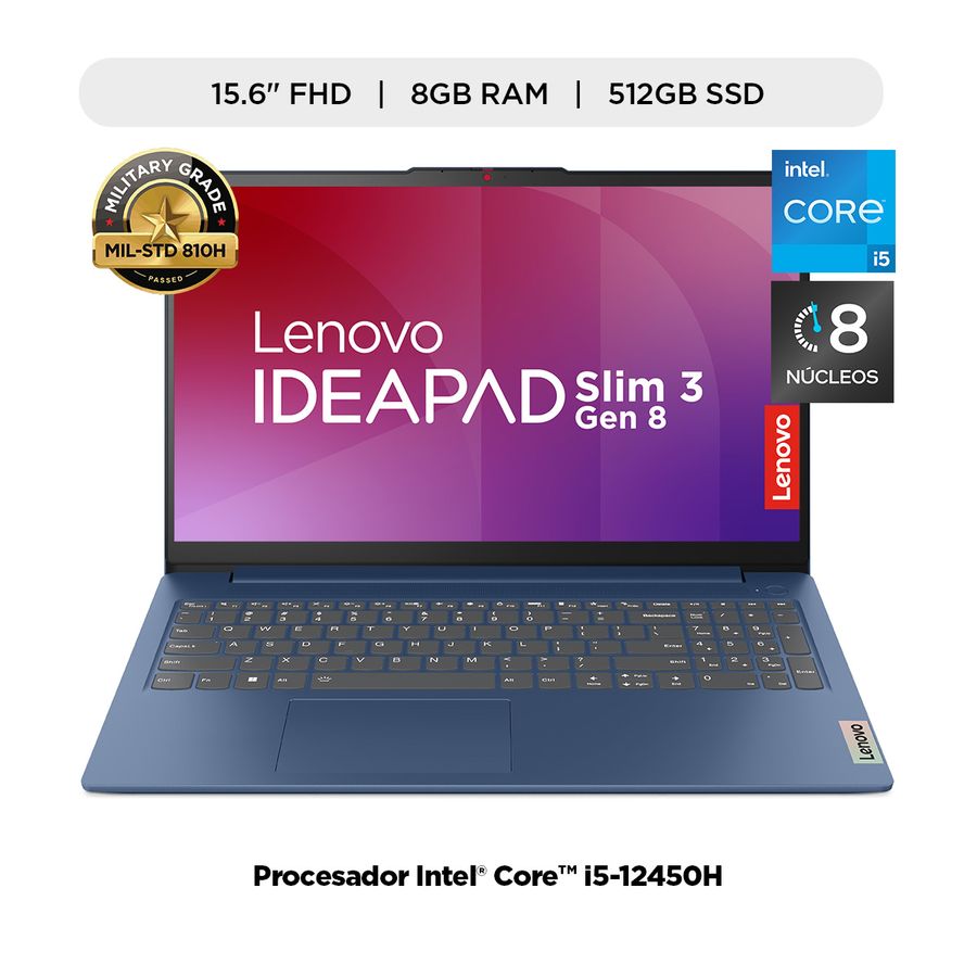 LAPTOP LENOVO IP SLIM 3 15IAH8 15.6"FHD INTEL I5-12450H 512GB SSD +8GB DDR5