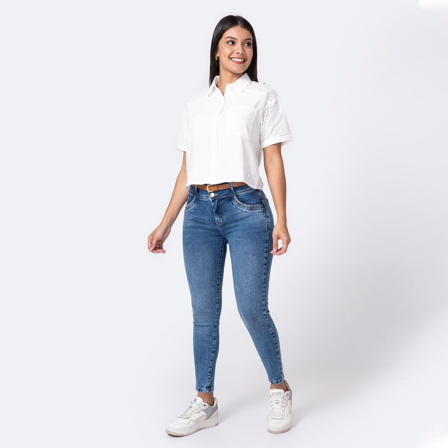PIONIER  BLUSA CROPP BRODERIE ROSMELI