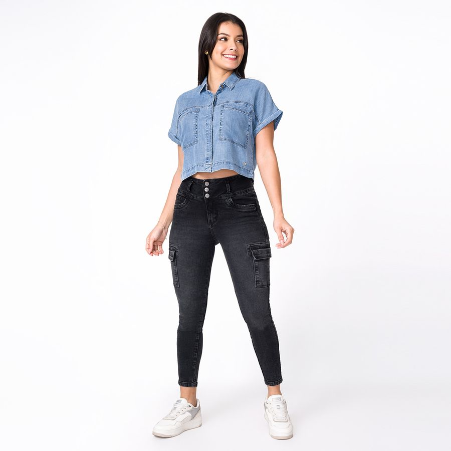 PIONIER  BLUSA JEAN LIGHT M/C NYLIA