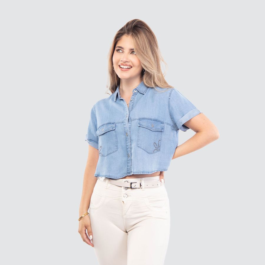AQUA BLUSA DENIM CROOP CAMILA