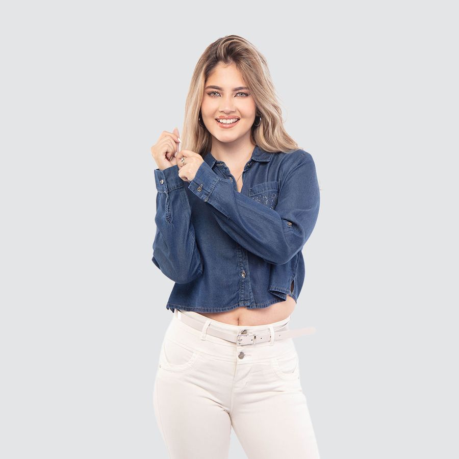 AQUA BLUSA DENIM CROOP MARGOT