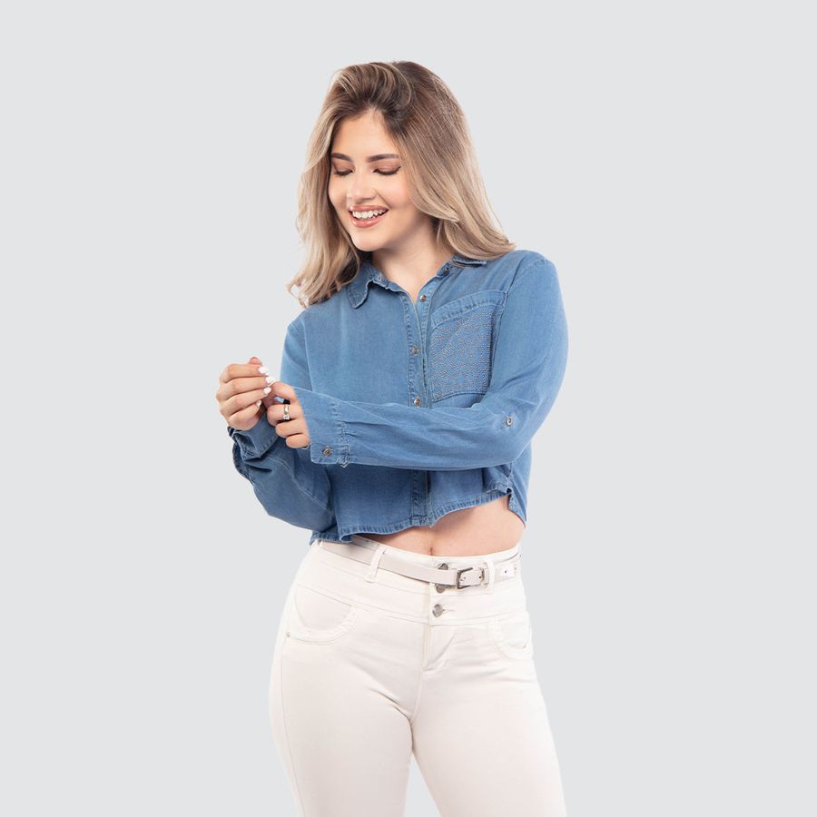 AQUA BLUSA DENIM CROOP MARGOT
