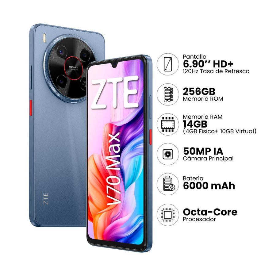 ZTE CELULAR BLADE V70 MAX GRIS UNISOC T6
