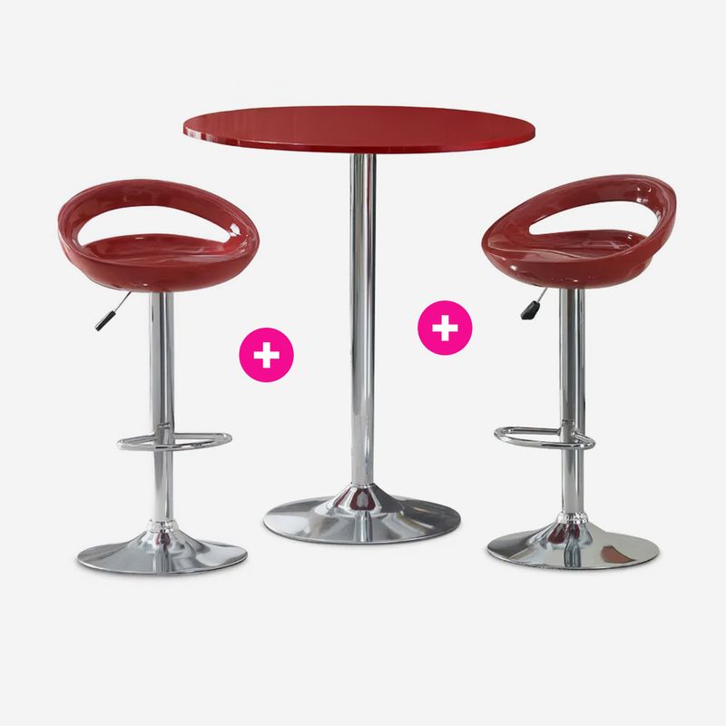 CB008338 - COMBO 1 MESA + 2 SILLAS DE BAR ROJO