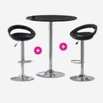 CB008339 - COMBO 1 MESA + 2 SILLAS DE BAR NEGRO