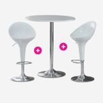 CB008340 - COMBO 1 MESA + 2 SILLAS DE BAR BLANCO