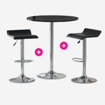 CB008342 - COMBO 1 MESA + 2 SILLAS DE BAR NEGRO