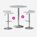 CB008343 - COMBO 1 MESA + 2 SILLAS DE BAR BLANCO