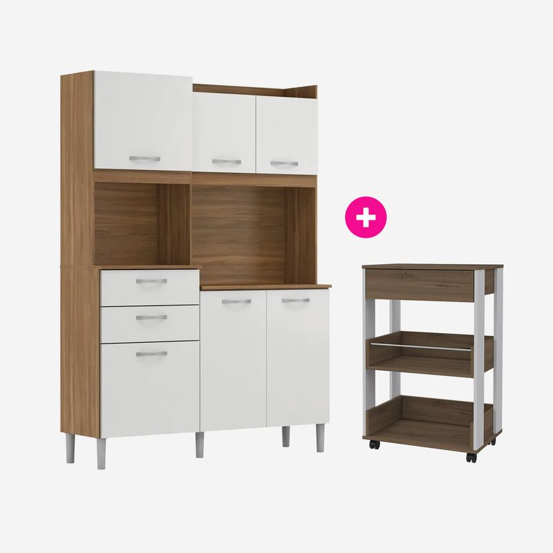 CB008344 - COMBO KIT DE COCINA ALMENDRA+ MUEBLE AUXILIAR